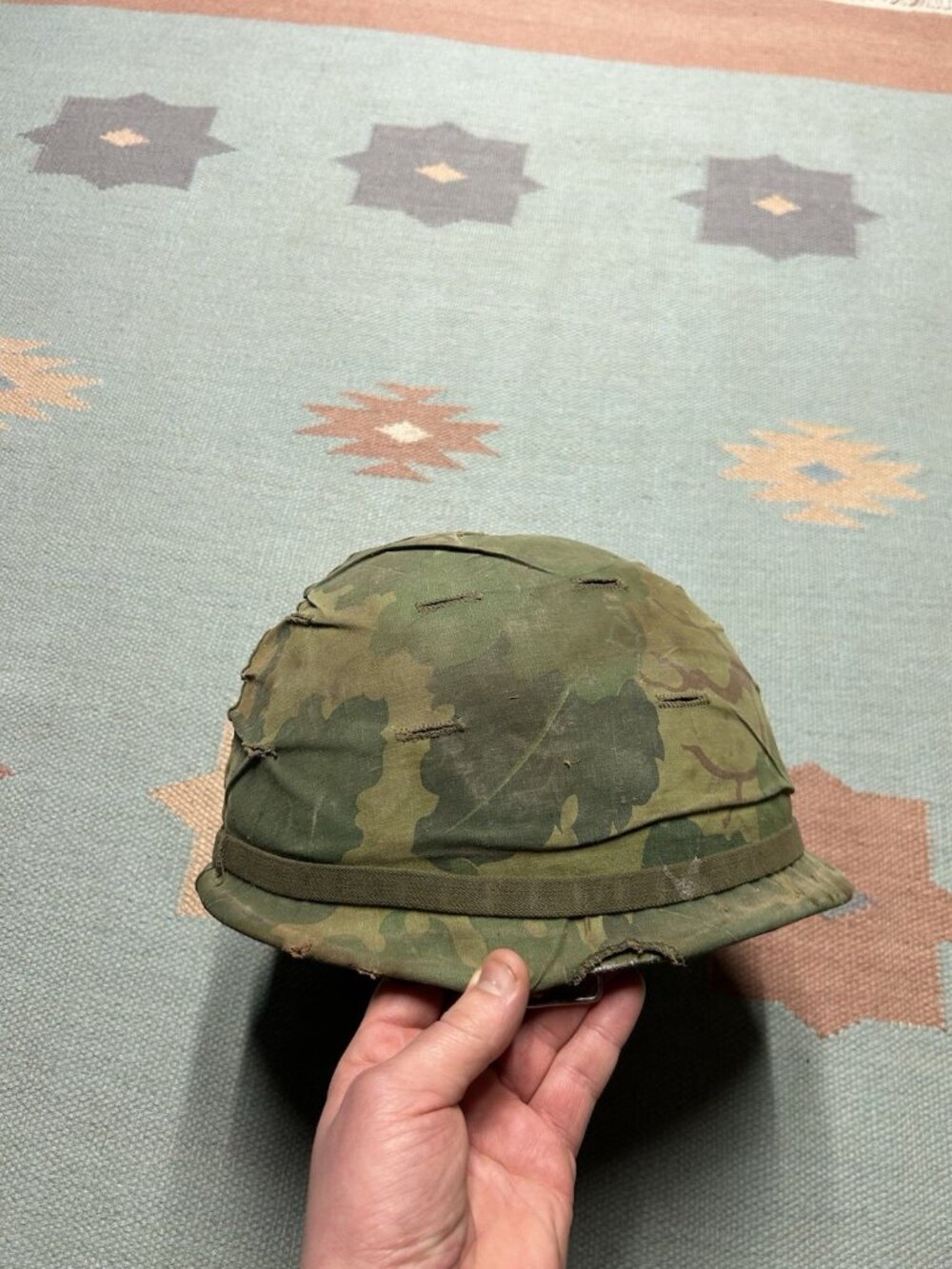 Original Graffiti Vietnam War US Army or Marine M1 Helmet Mitchell Cover Art